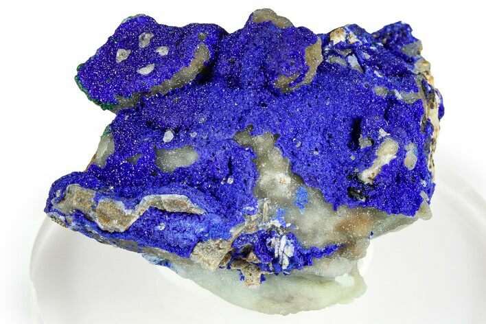 Sparkling Blue Azurite Crystals on Smithsonite - Congo #368204